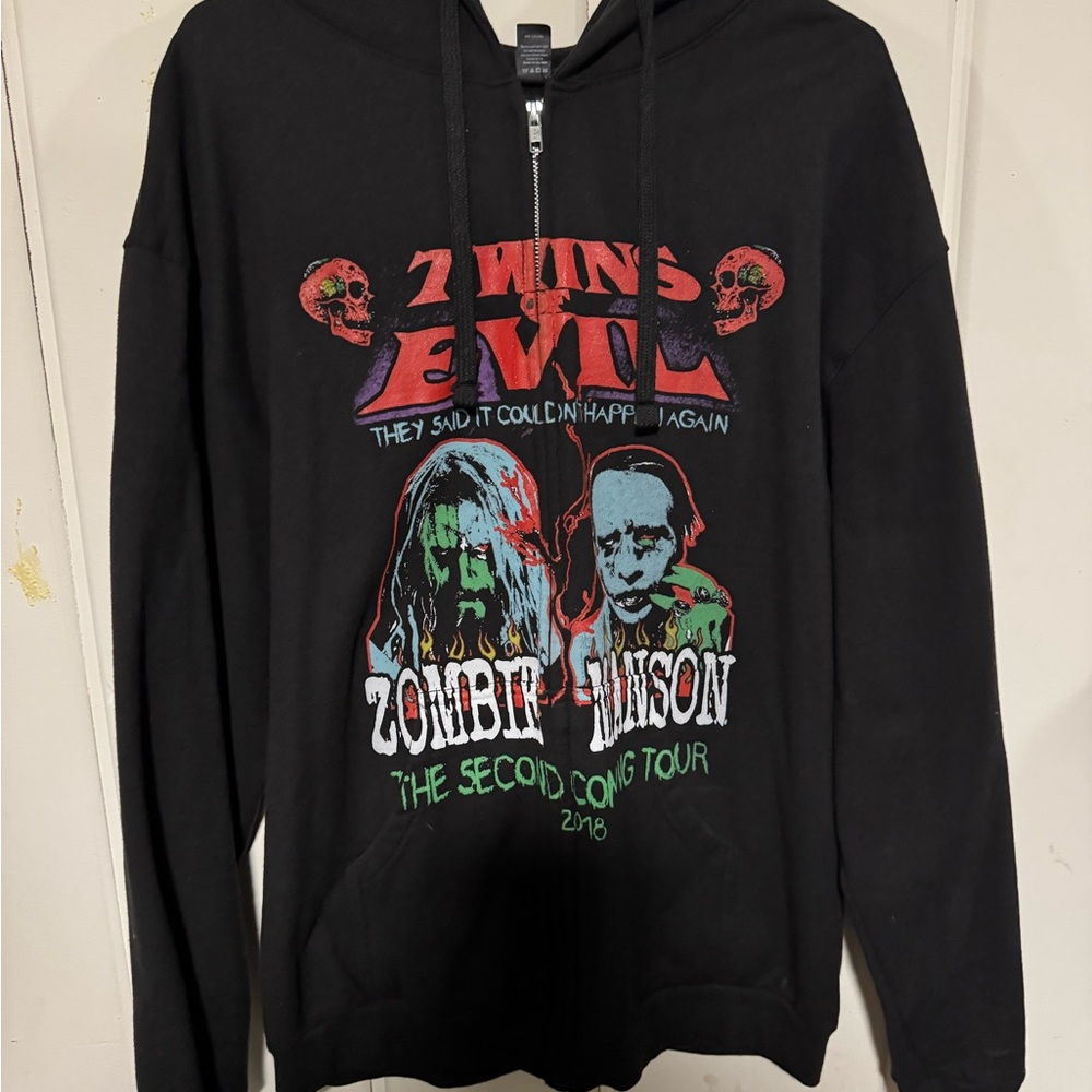 Tultex Black Zip Up Sweater with Graphic Design
